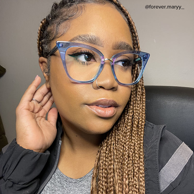 Martha Cat Eye Light-Blue Glasses | ZEELOOL UK12