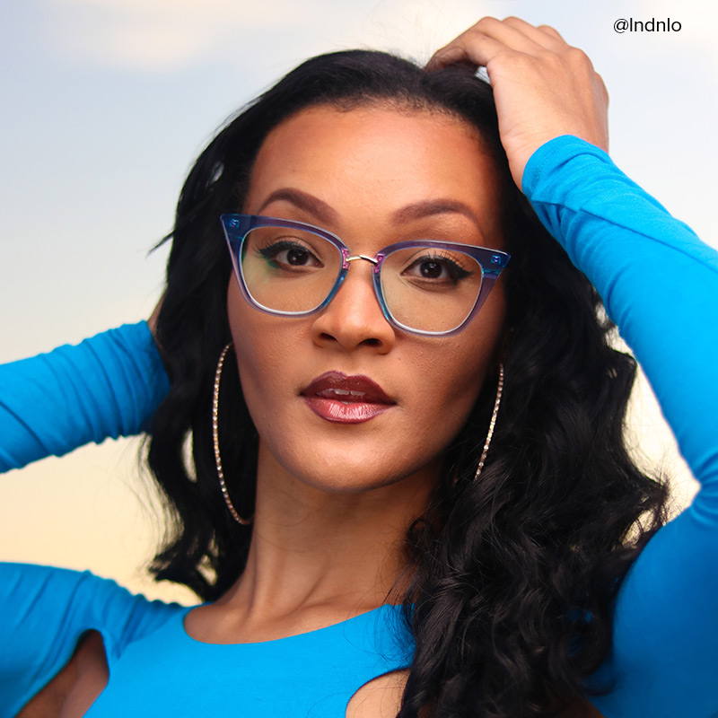 Martha Cat Eye Light-Blue Glasses | ZEELOOL UK10