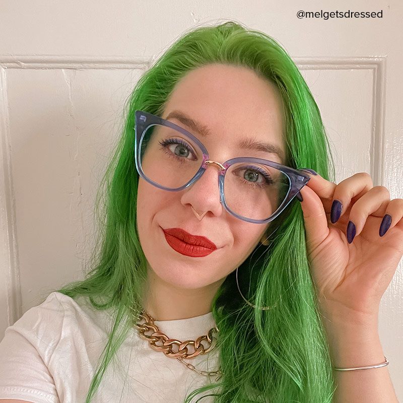 Martha Cat Eye Light-Blue Glasses | ZEELOOL UK6