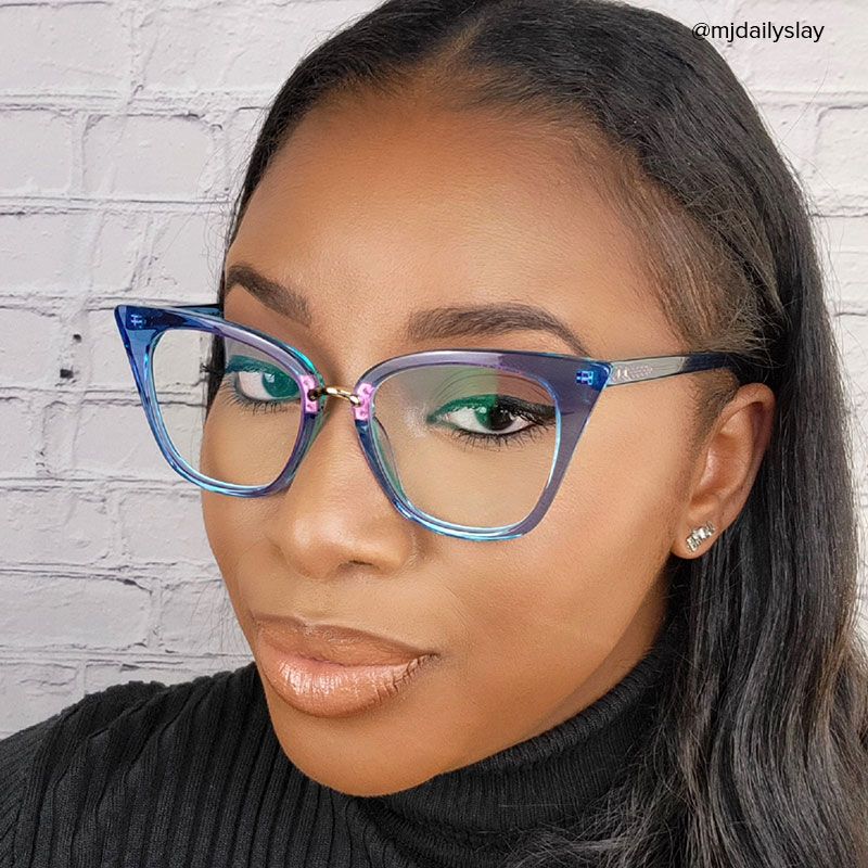 Martha Cat Eye Light-Blue Glasses | ZEELOOL UK8