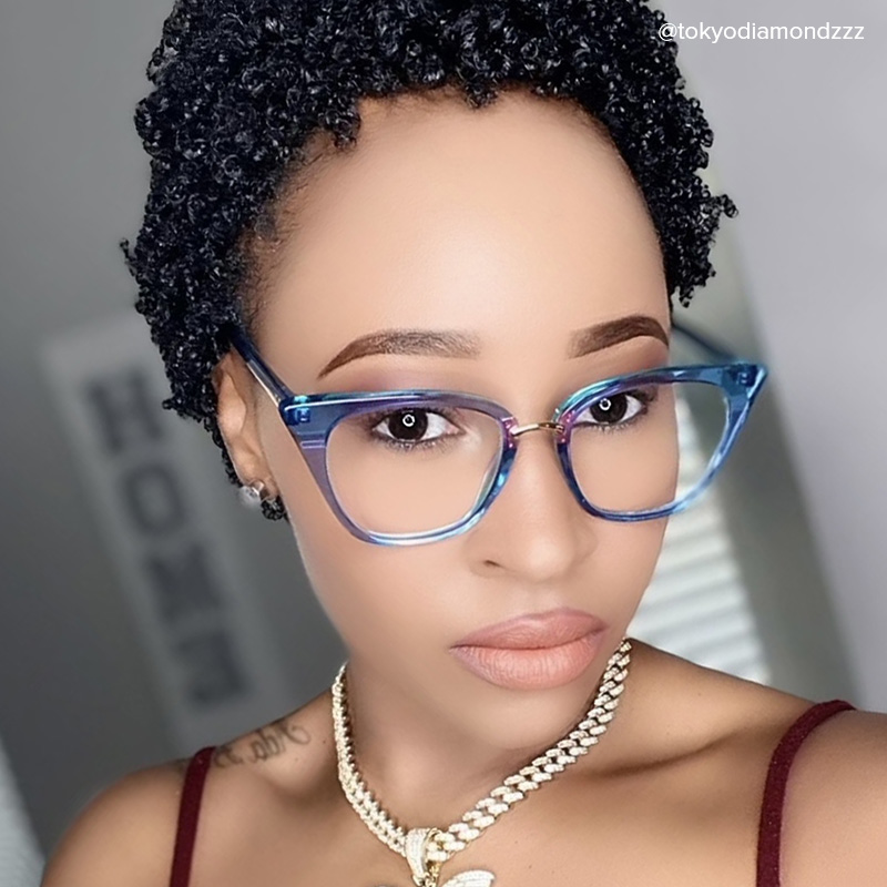 Martha Cat Eye Light-Blue Glasses | ZEELOOL UK7