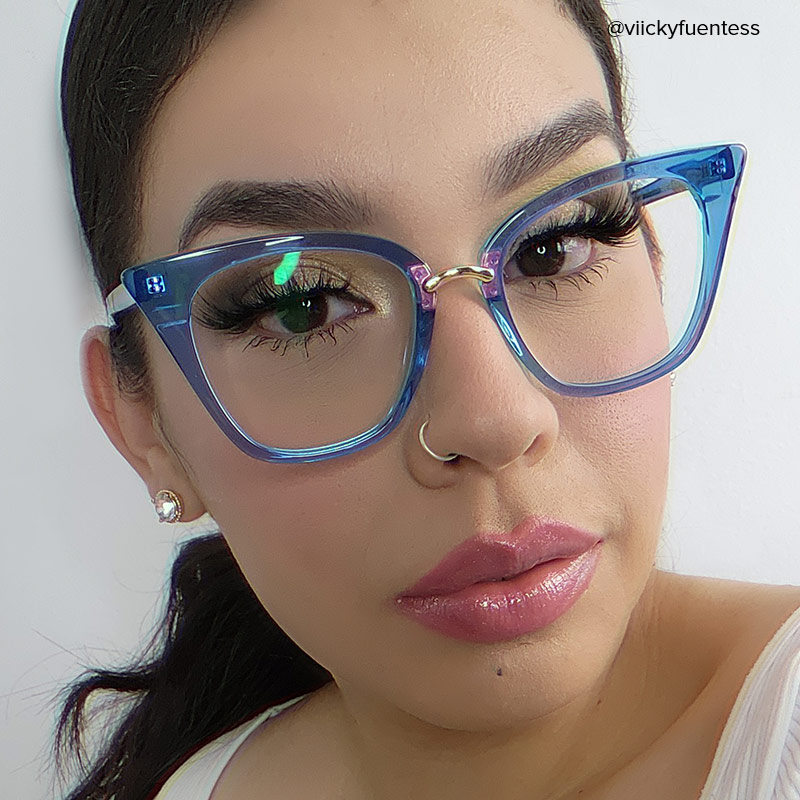 Martha Cat Eye Light-Blue Glasses | ZEELOOL UK9