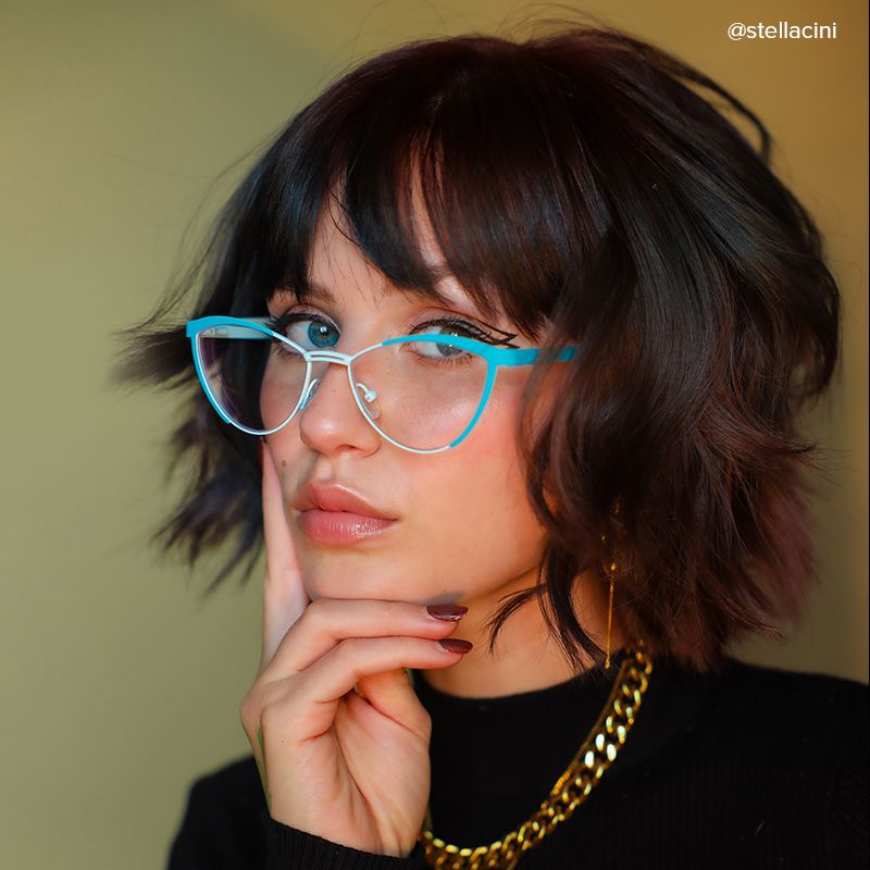 Sydney Cat Eye Blue Glasses | ZEELOOL UK4