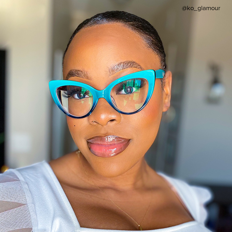 Claudette Cat Eye Teal Blue-Green Frame Glasses | ZEELOOL UK7