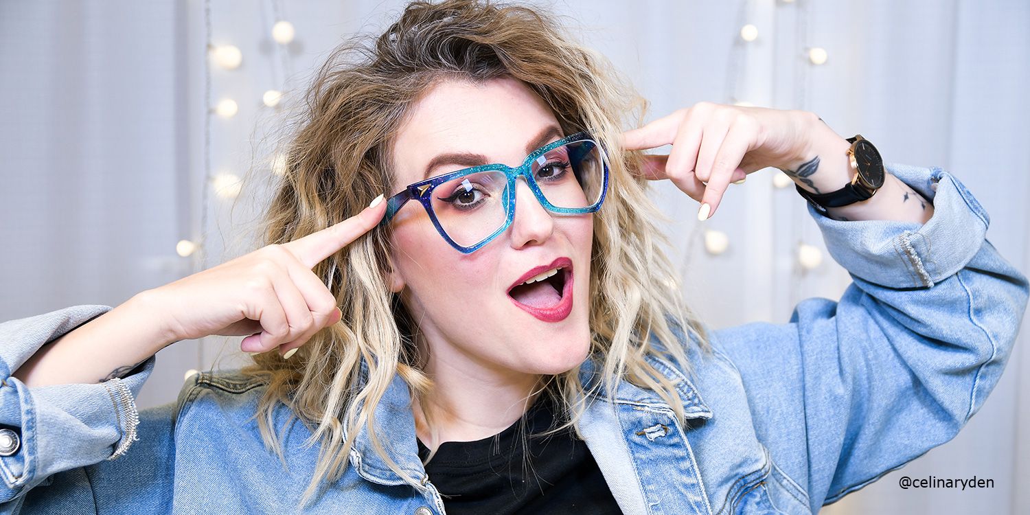 Cicely Geometrical Blue Eyeglasses | ZEELOOL UK2