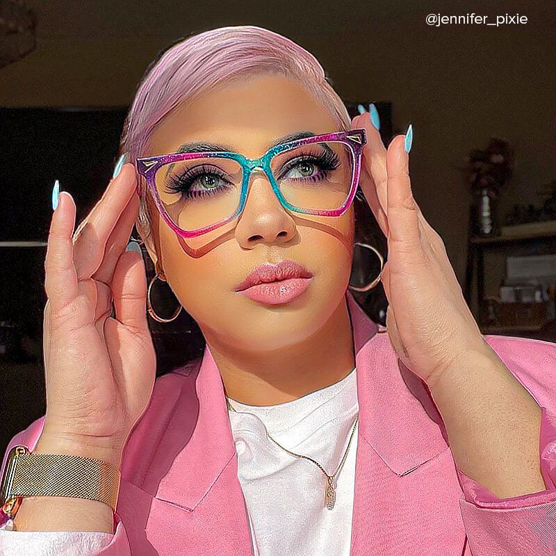 Geometrical Rainbow Eyeglasses | ZEELOOL UK4