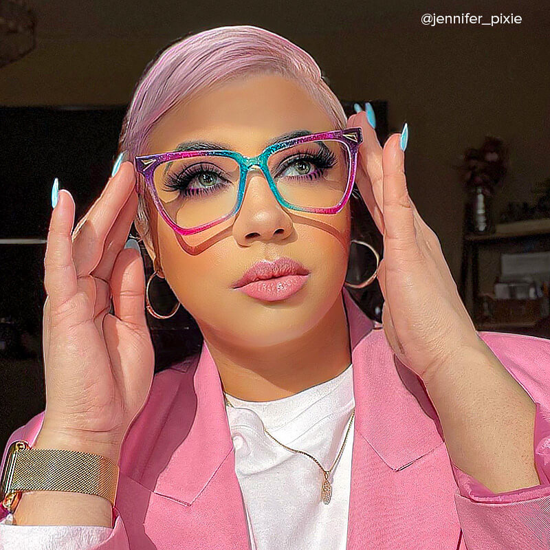 Geometrical Rainbow Eyeglasses | ZEELOOL UK4