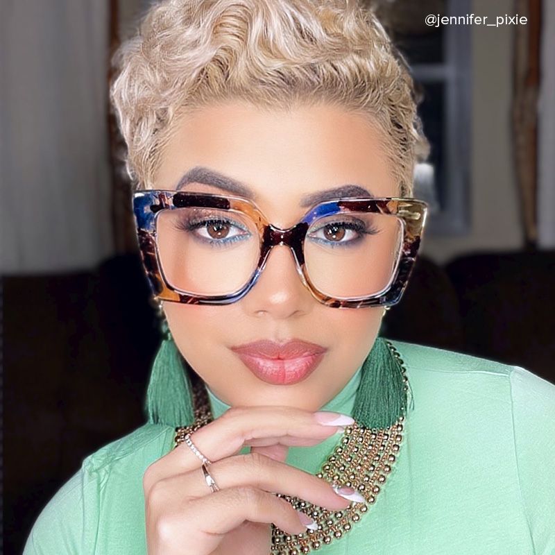 Qatar Square Blue/Black Eyeglasses & Floral Thick Frames4