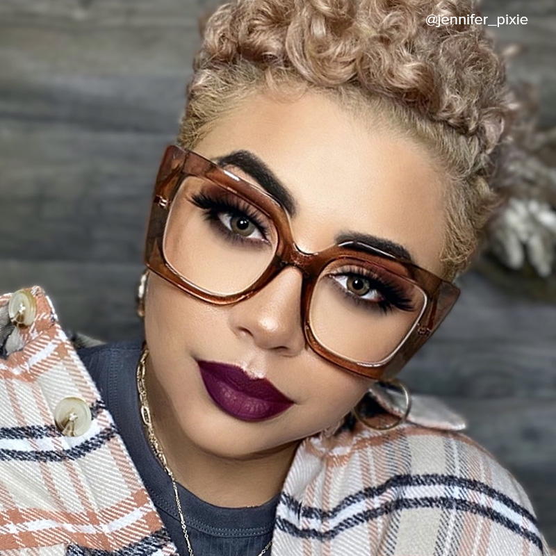 Qatar Square Champagne Eyeglasses and Thick Frames4