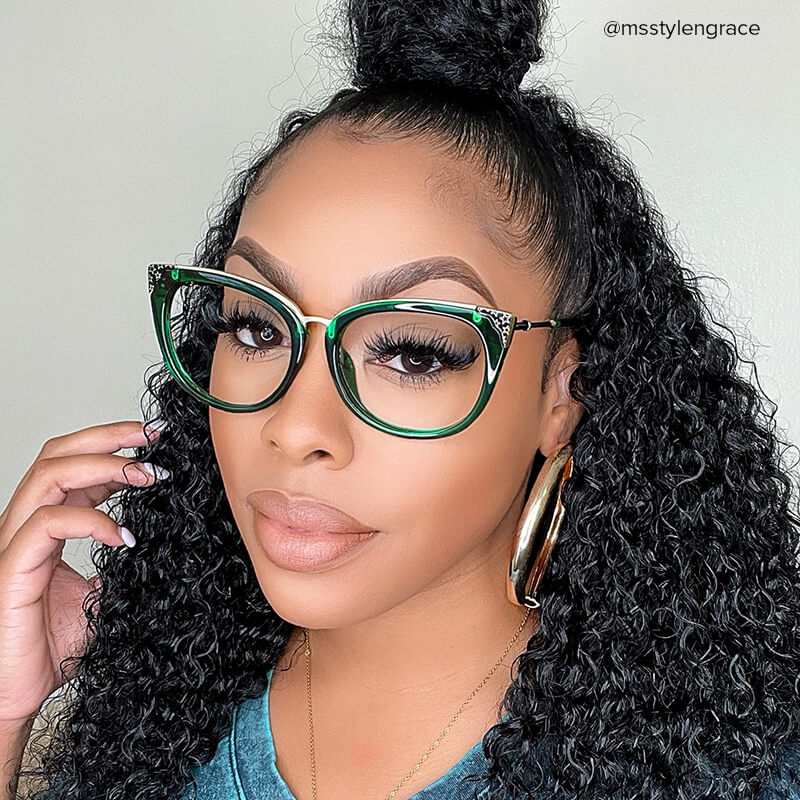 Dalton Cat Eye Dark Green Frame Glasses | ZEELOOL UK9