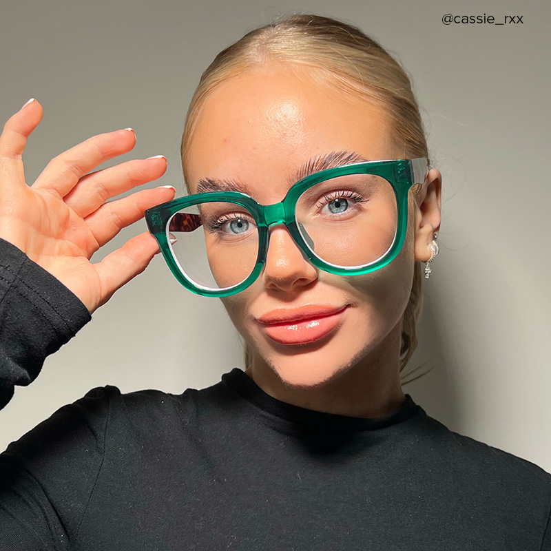 Harrell Square Dark-Green Eyeglasses | ZEELOOL UK8