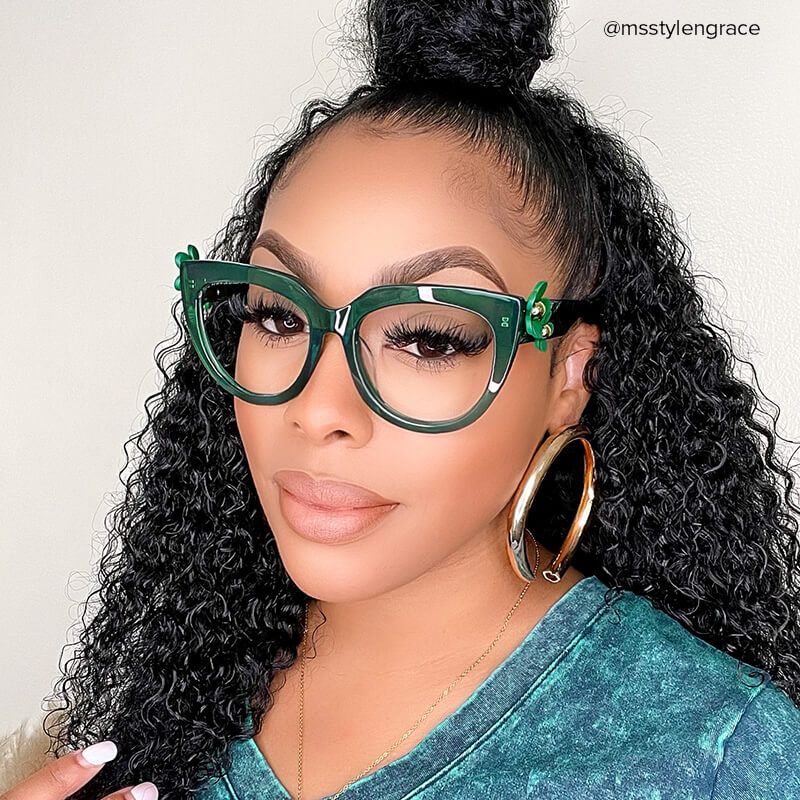 Miguel Cateye Dark-Green Eyeglasses for Women6