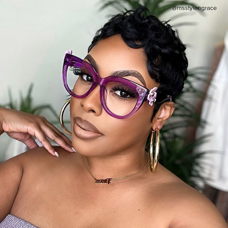 Miguel Cateye Purple Glasses | ZEELOOL UK4