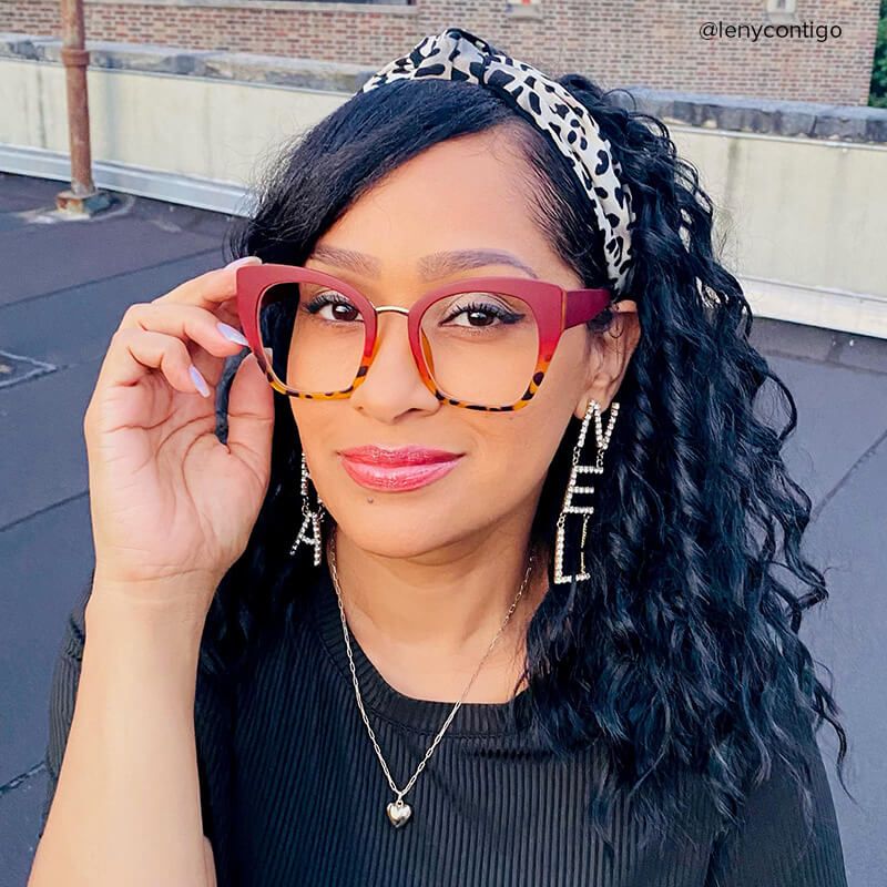 Denis Cat Eye Red Glasses with Two-Tone Frames6