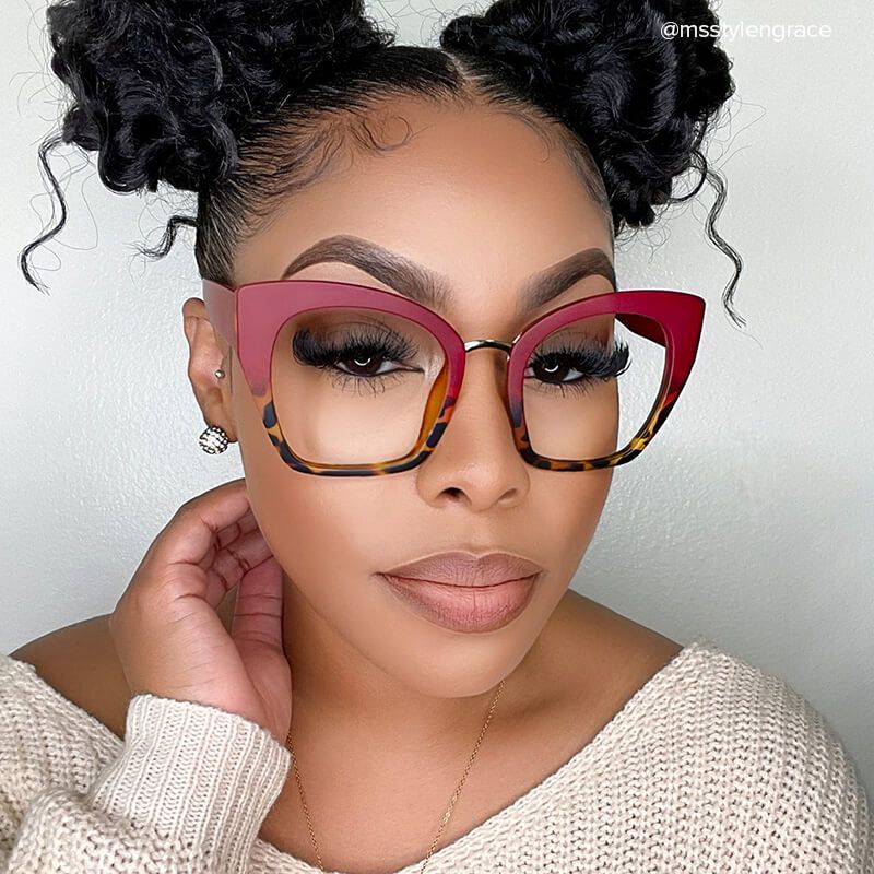 Denis Cat Eye Red Glasses with Two-Tone Frames7