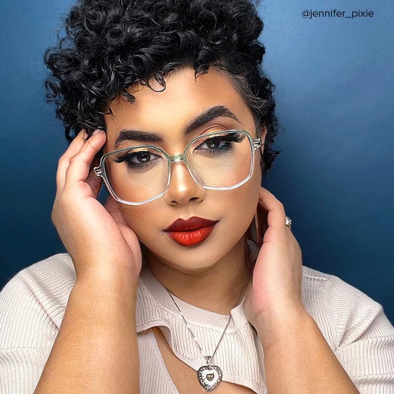 Payton Green Geometric Frame Glasses | ZEELOOL UK7