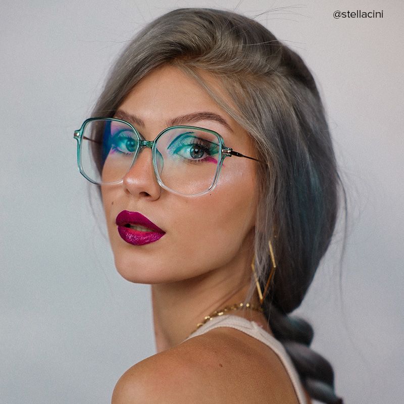 Payton Green Geometric Frame Glasses | Zeelool6