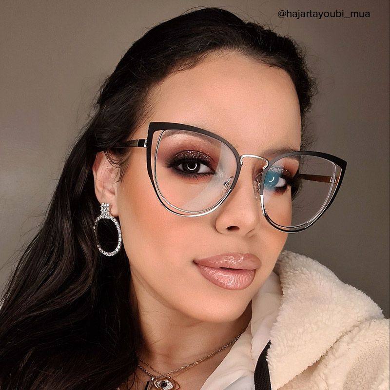 Harvey Cateye Eyeglasses with Black-Clear Two-Tone Frame6