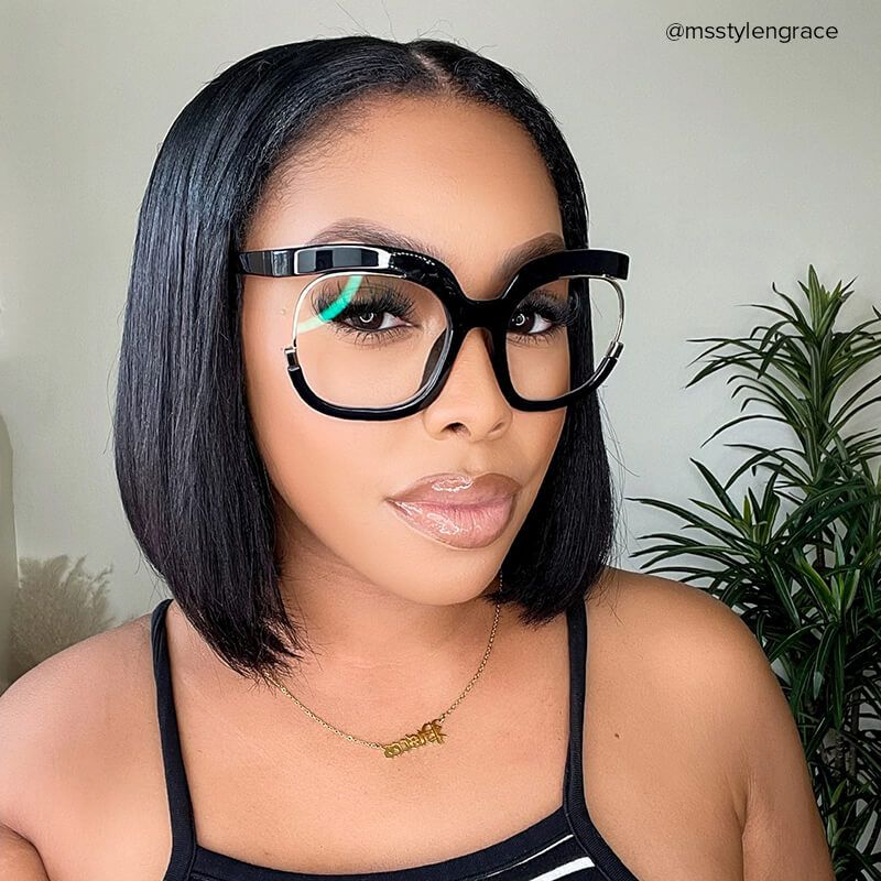 Darice Thick Round Black Frame Glasses | ZEELOOL UK8