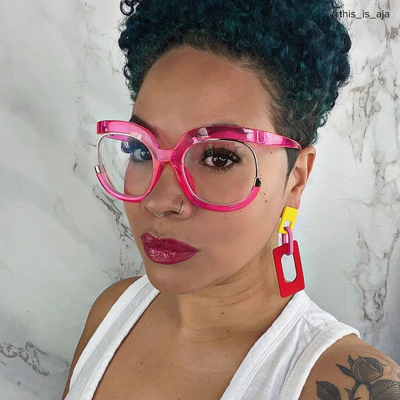 Darice Pink Round Transparent Semi-Frame Glasses | ZEELOOL UK4