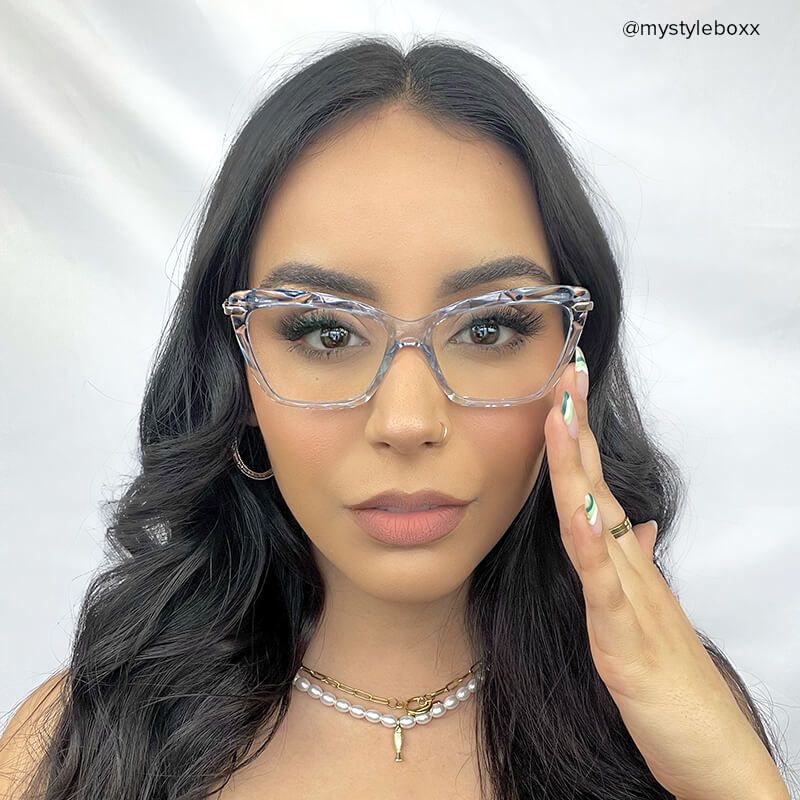Juliet Cateye Light Blue Eyeglasses and Translucent Frame5