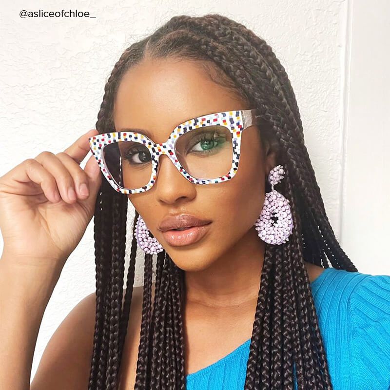 Malcolm Square Colorful-Point Frame Glasses | ZEELOOL UK4