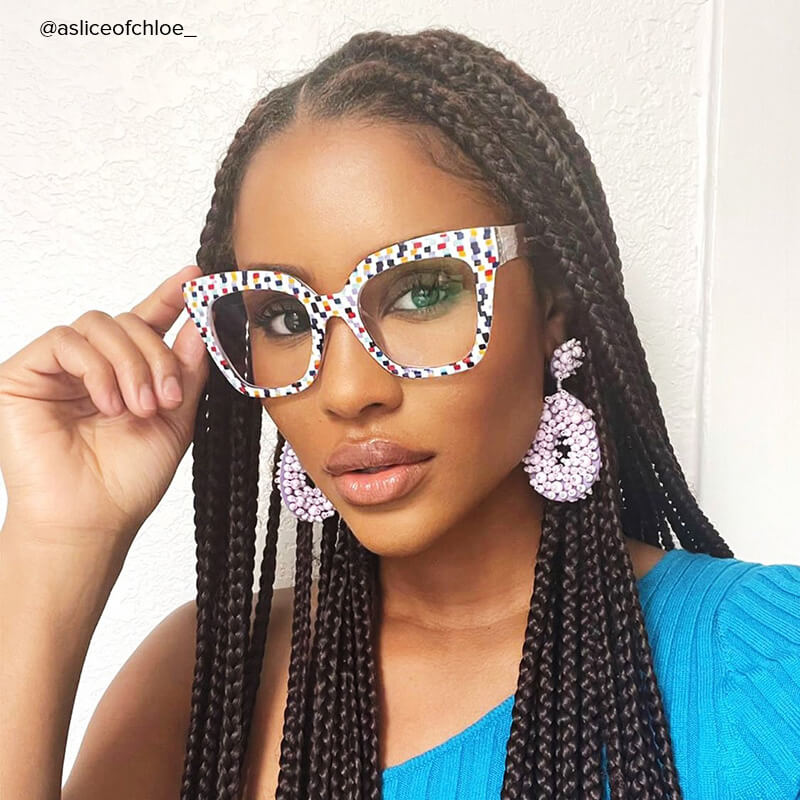 Malcolm Square Colorful-Point Frame Glasses | ZEELOOL UK4