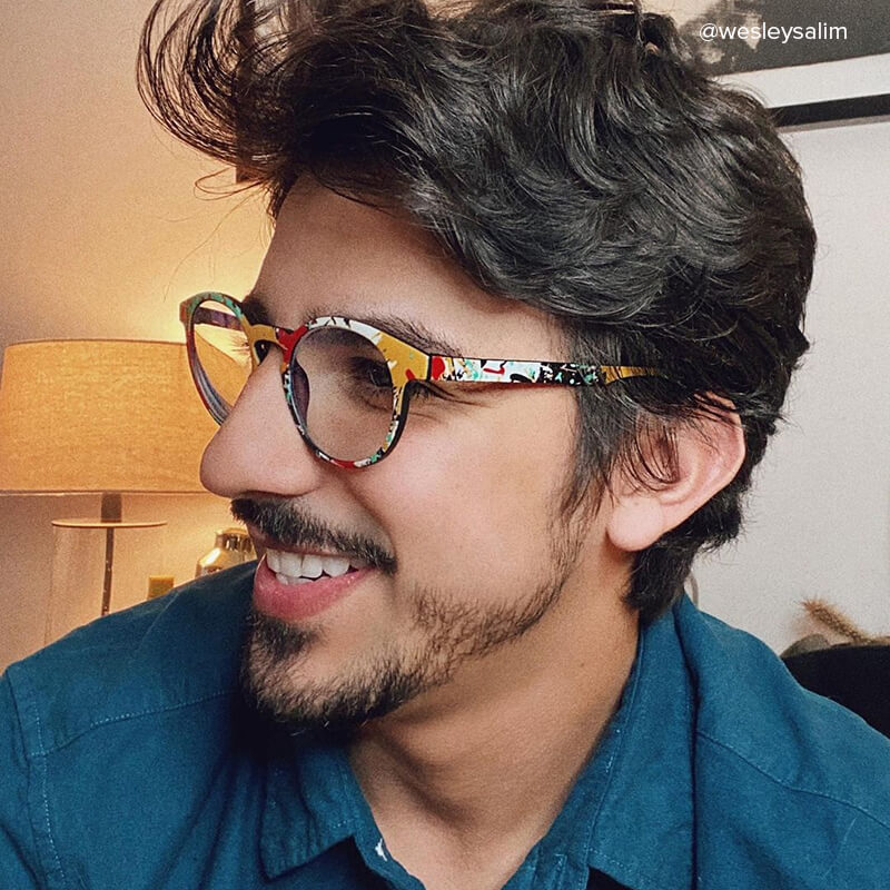 Street-Artist Round Colorful Frame Glasses | ZEELOOL UK8