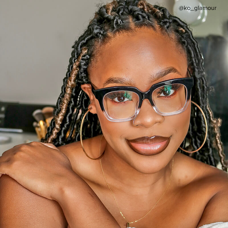 Xion Square Black to Clear Gradient Glasses Ombre Frames7