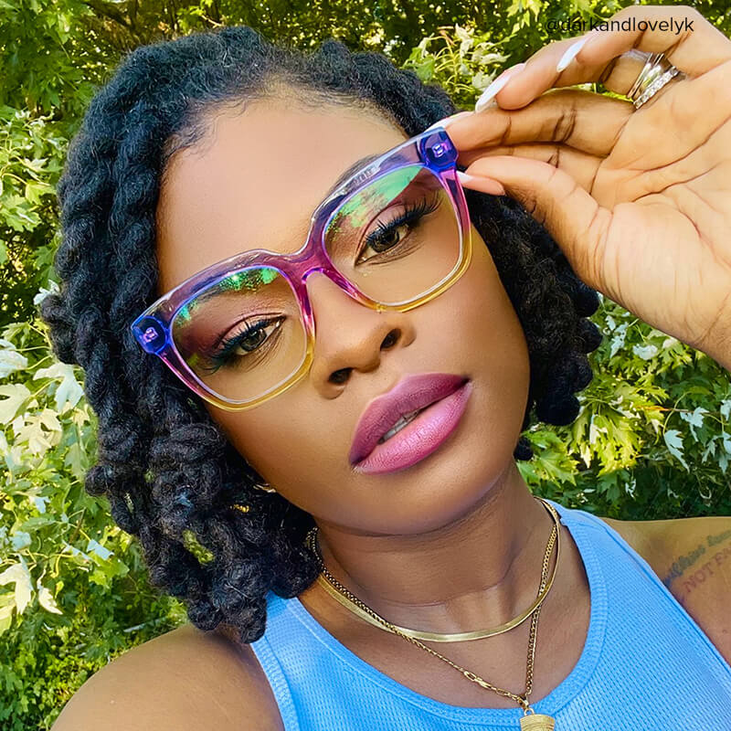 Xion Square Pink-Yellow Glasses