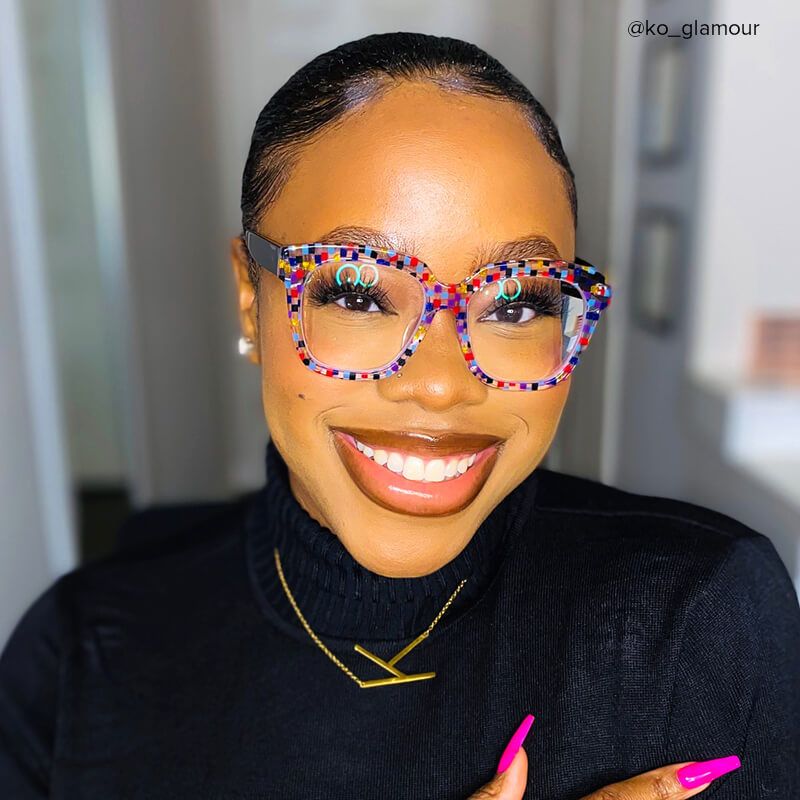 Xion Square Colorful-Point Eyeglasses | Zeelool Optical6