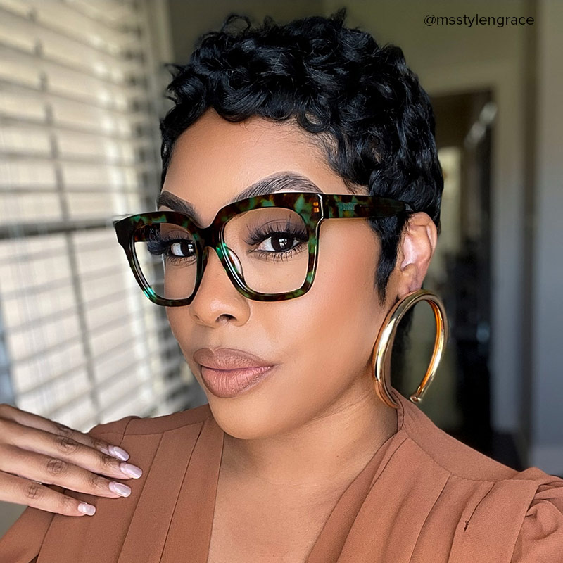 ZEELOOL Xion Square Green-Tortoise Glasses