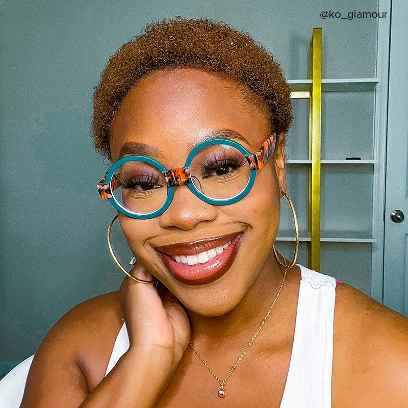 Lindsey Round Blue Frame Glasses | ZEELOOL UK7