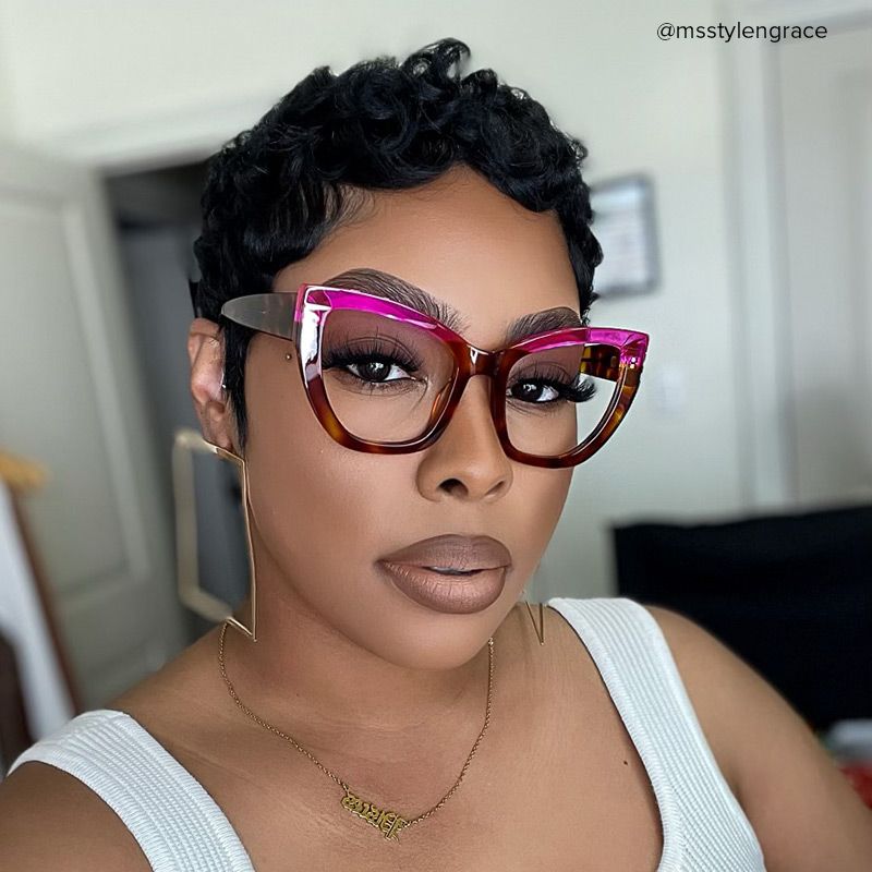 Shahdia Geometric Brown-Rose Red Frame Glasses | ZEELOOL UK6