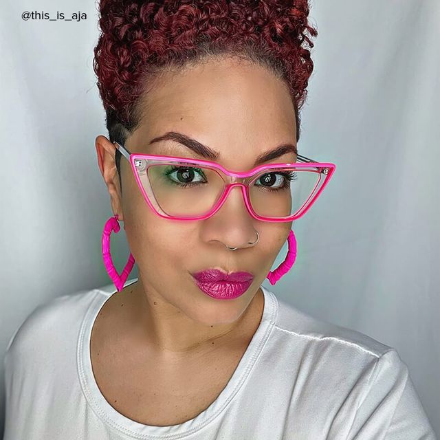 Yosef Cat-eye Bright-Pink Glasses hover
