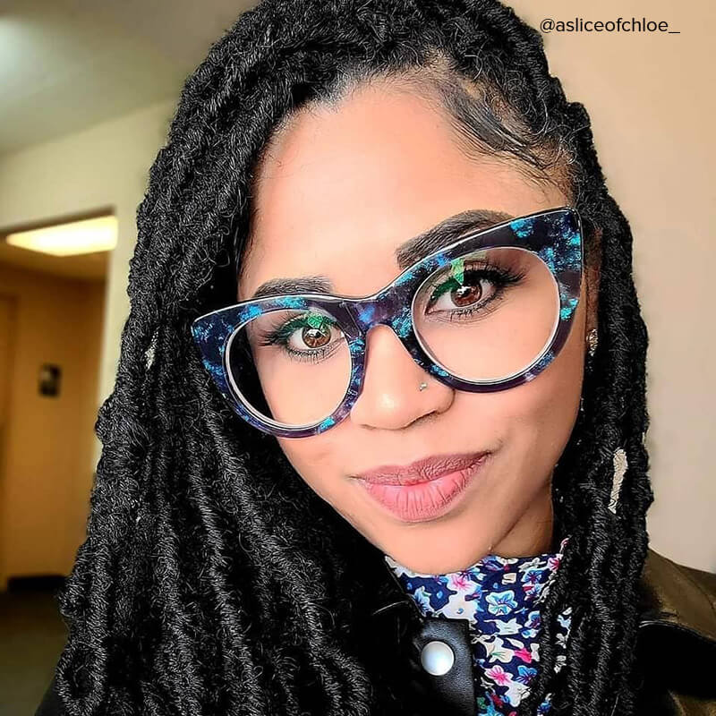 Starry Cateye Blue Frame Glasses | ZEELOOL UK10