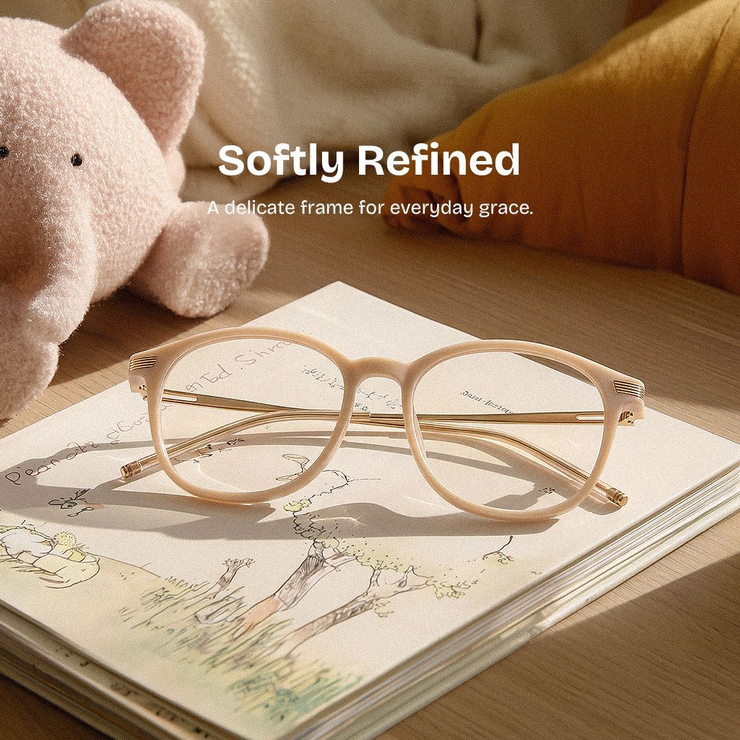 Greene Beige Square Mixed Frame Glasses for Women | ZEELOOL0