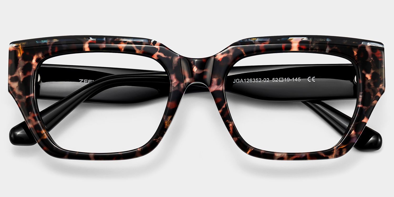 Sequoia Leopard Print Rectangle Glasses | ZEELOOL1