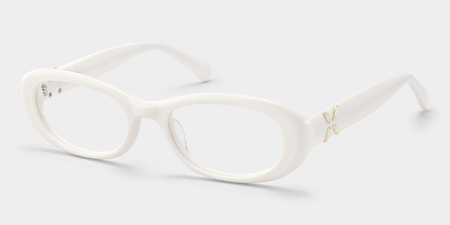 Catherine White Oval Frame Glasses Online | ZEELOOL2