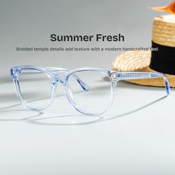 Julia Clear Blue Rectangle Glasses0