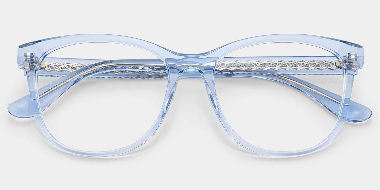 Julia Clear Blue Rectangle Glasses Frames for Sale | ZEE...2