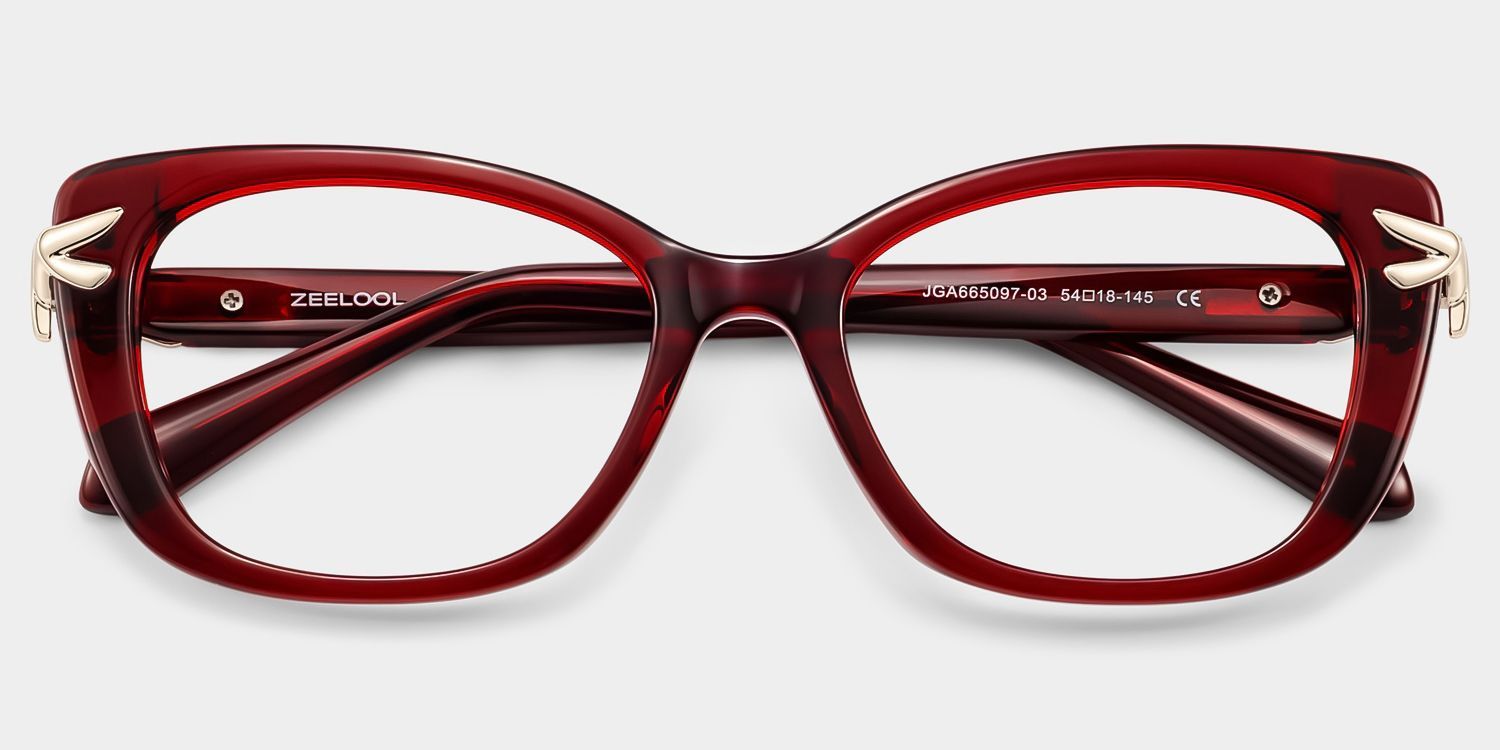 Isolde Burgundy Cat-Eye Glasses | ZEELOOL1