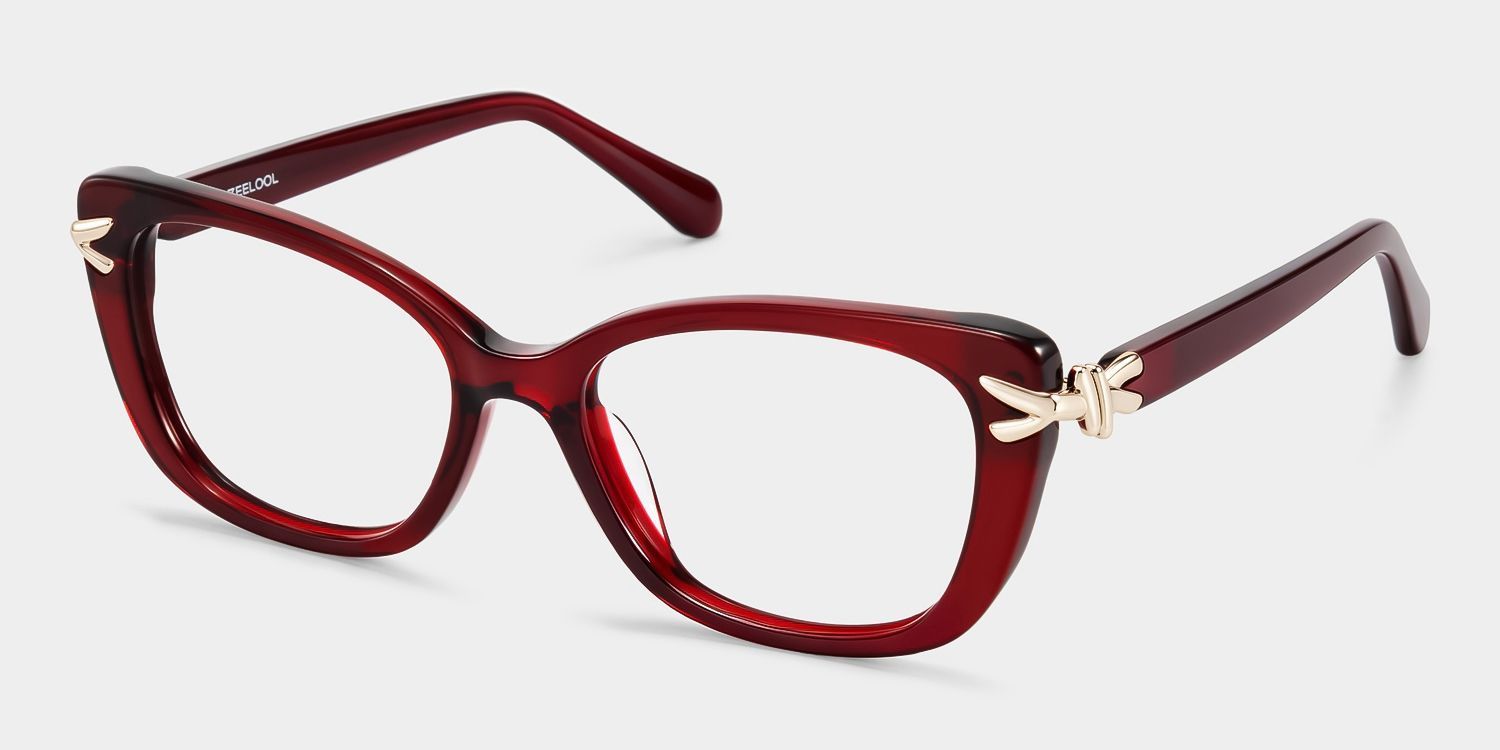 Isolde Burgundy Cat-Eye Glasses | ZEELOOL2