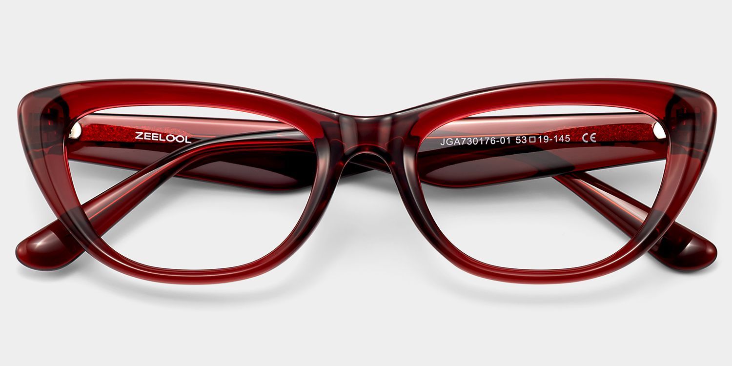 Amabel Burgundy Cat-Eye Glasses | ZEELOOL1