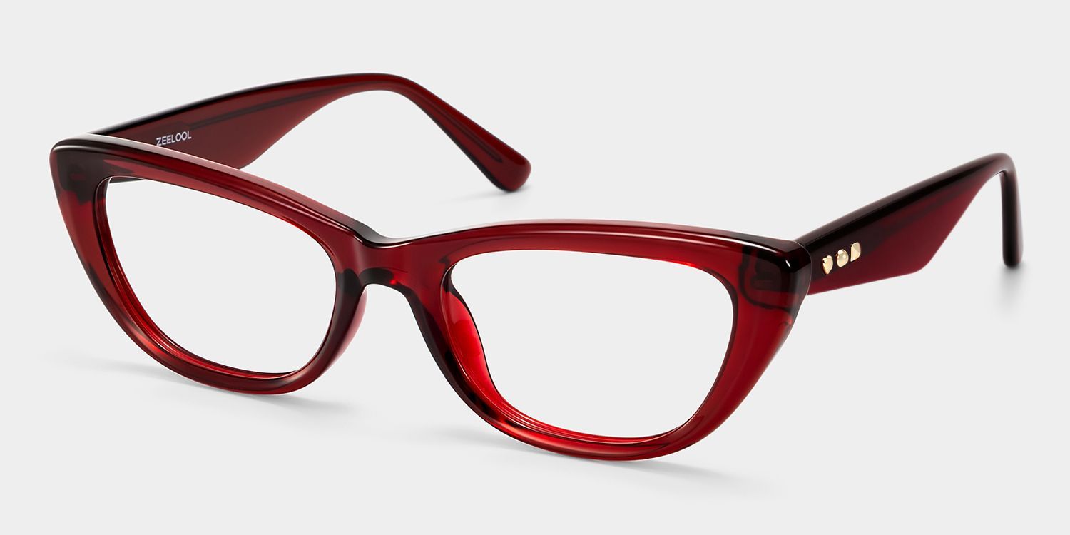 Amabel Burgundy Cat-Eye Glasses | ZEELOOL2