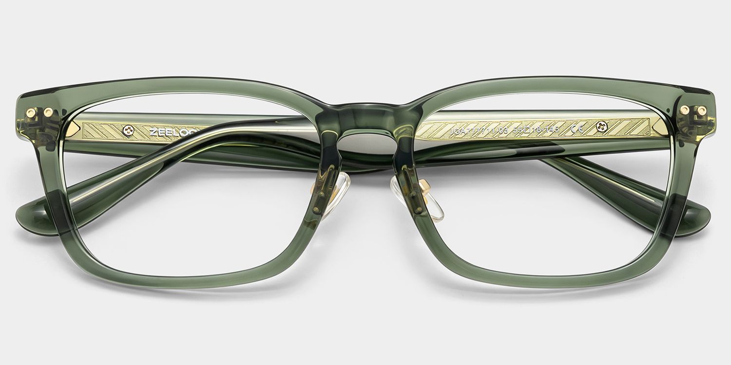 Buzz Green Rectangle Frame Glasses for Men | ZEELOOL1