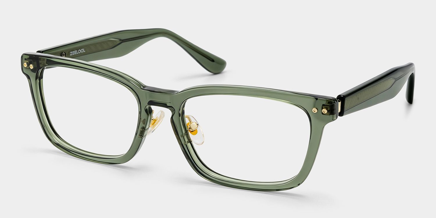 Buzz Green Rectangle Frame Glasses for Men | ZEELOOL2