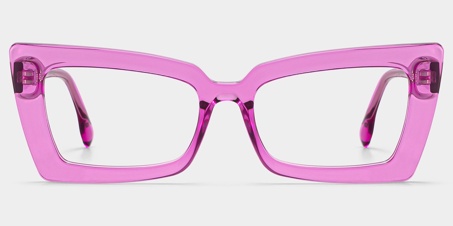 Newell Rectangle Clear Pink Frame Eyeglasses for Women | ZEELOOL0