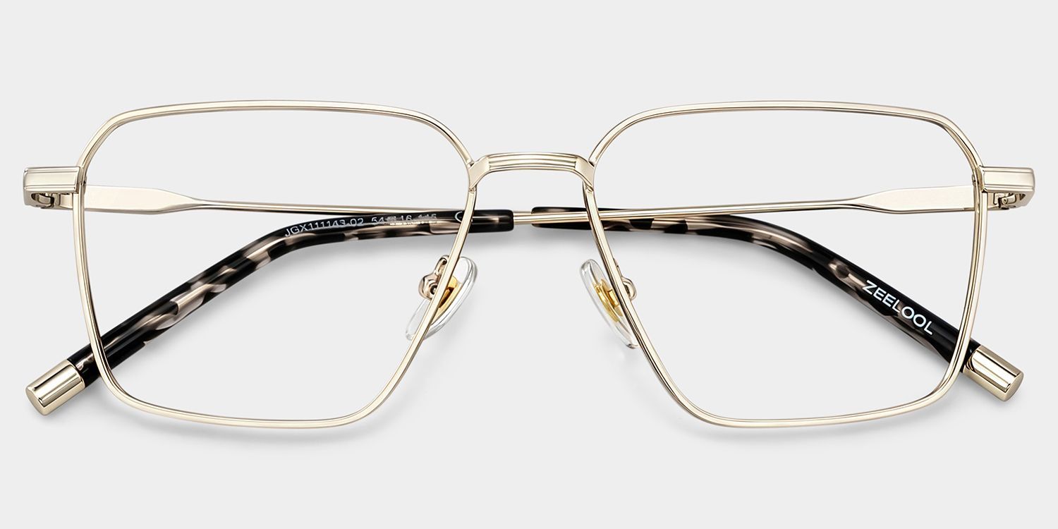 Ashley Gold Square Eyeglass Frames for Men | ZEELOOL1