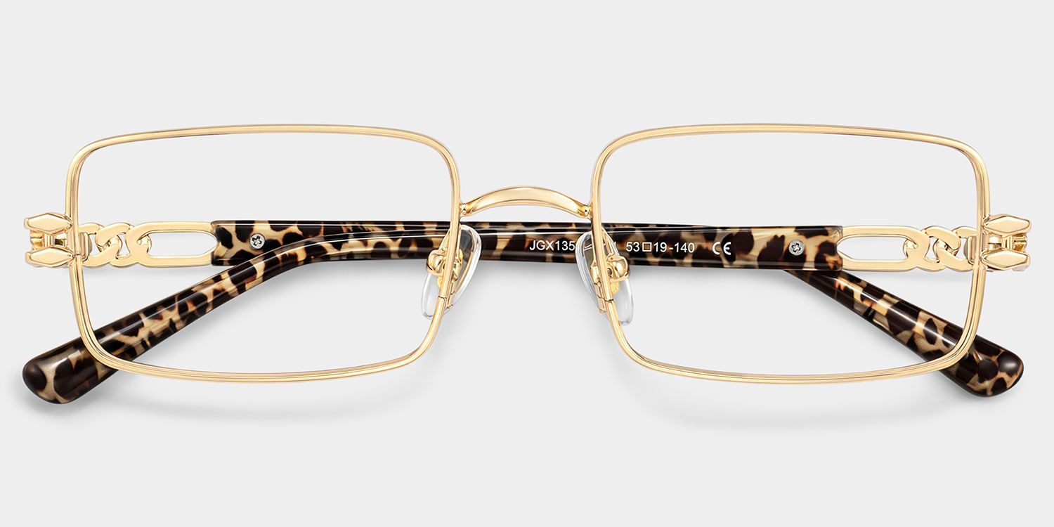 Olivia Gold Rectangle Glasses | ZEELOOL1